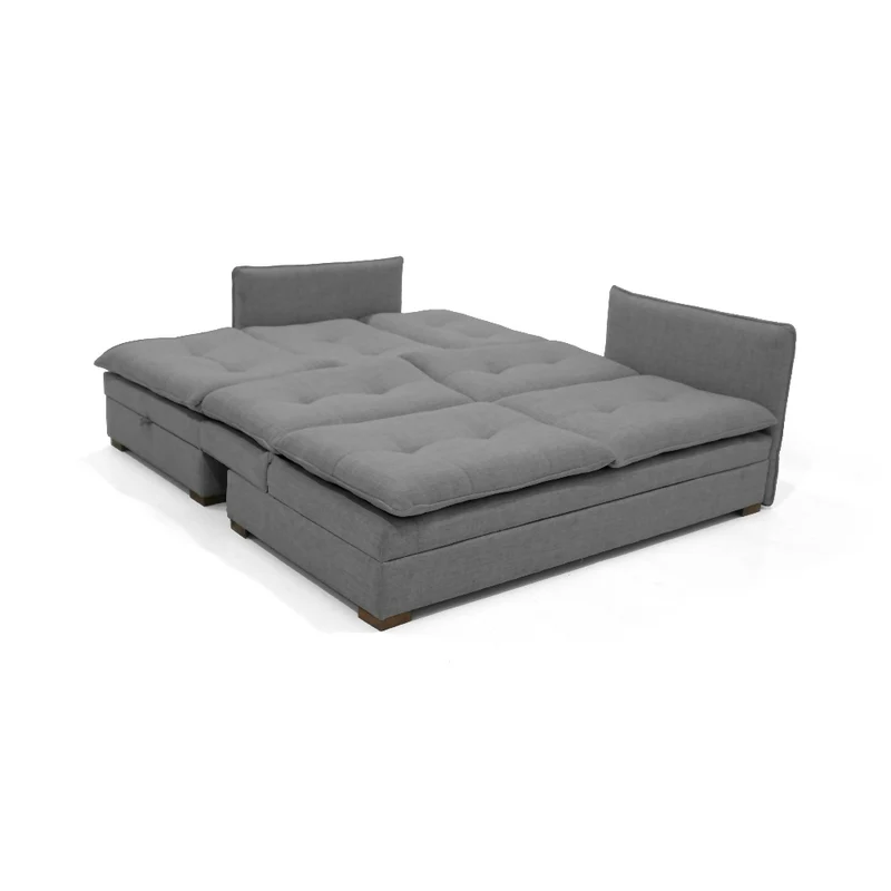 Sofá Cama en L Napoles 269x146x80 con Baúl Derecho Tapizado Gris