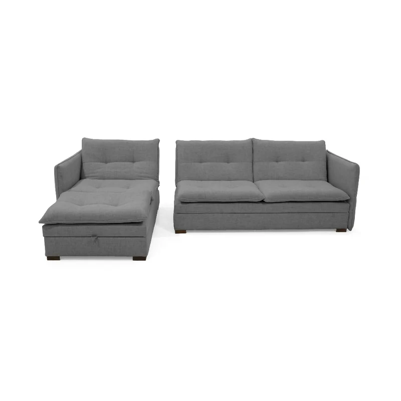Sofá Cama en L Napoles 269x146x80 con Baúl Derecho Tapizado Gris