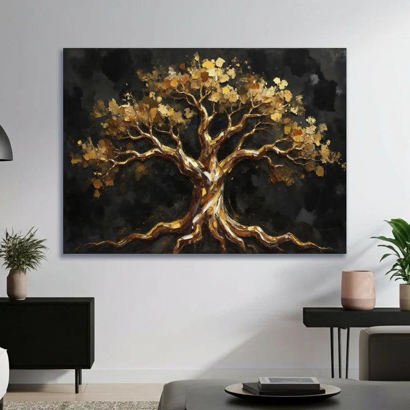 Lienzo Cuadro Árbol de la Vida Dorado 110x80cm