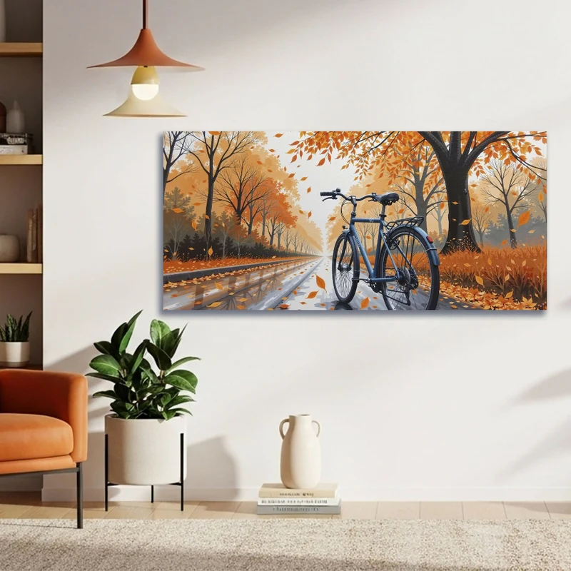 Lienzo Vintage Otoño en Bicicleta 118x55cm