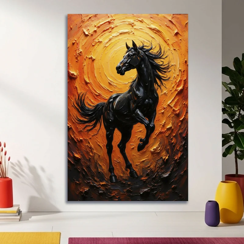 Lienzo Cuadro Decorativo Caballo del Sol 93x60cm