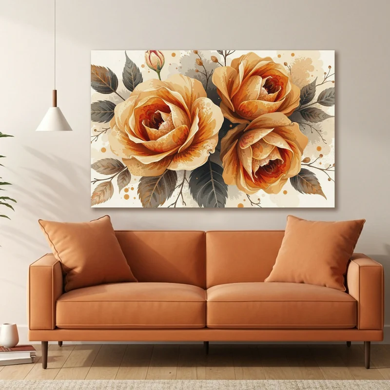 Lienzo Cuadro Arte Floral Paleta Cálida 93x60cm