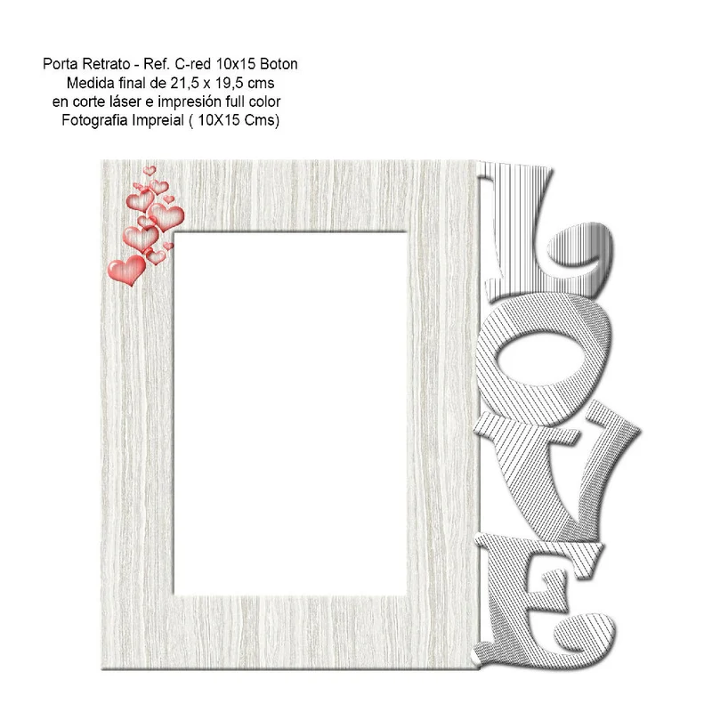 Portarretrato Love C-Red (21,5cm x 19,5cm) Color Gris Claro