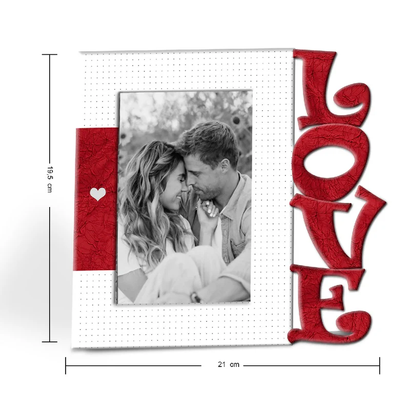 Portarretrato Love Point (20,5cm x 19,5cm) Color Blanco y Rojo