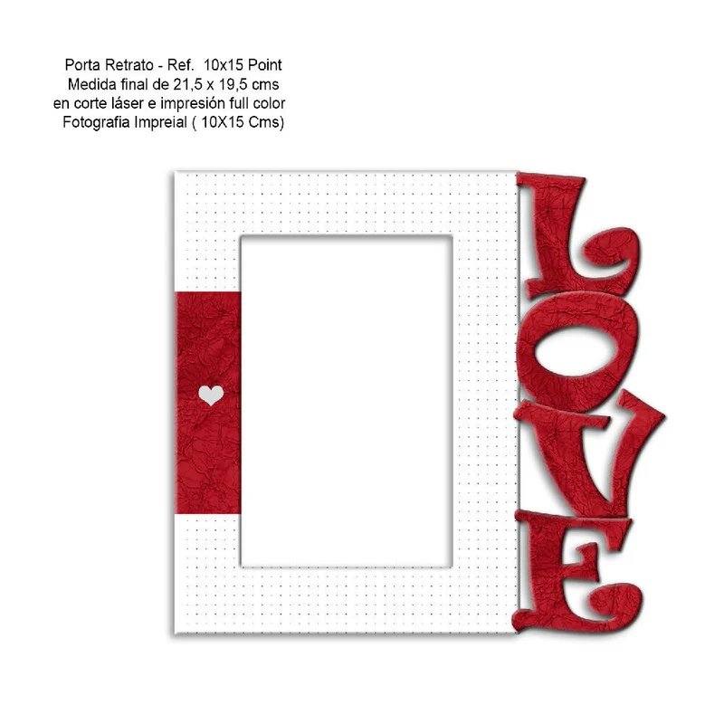 Portarretrato Love Point (20,5cm x 19,5cm) Color Blanco y Rojo