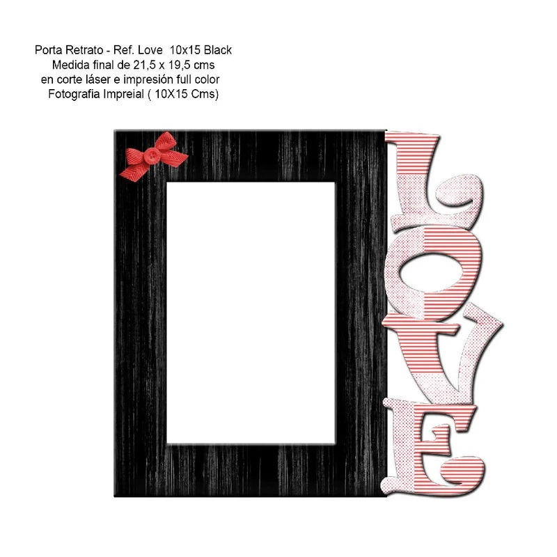 Portarretrato Love Black (21,5cm x 19,5cm) Color Negro y Rojo