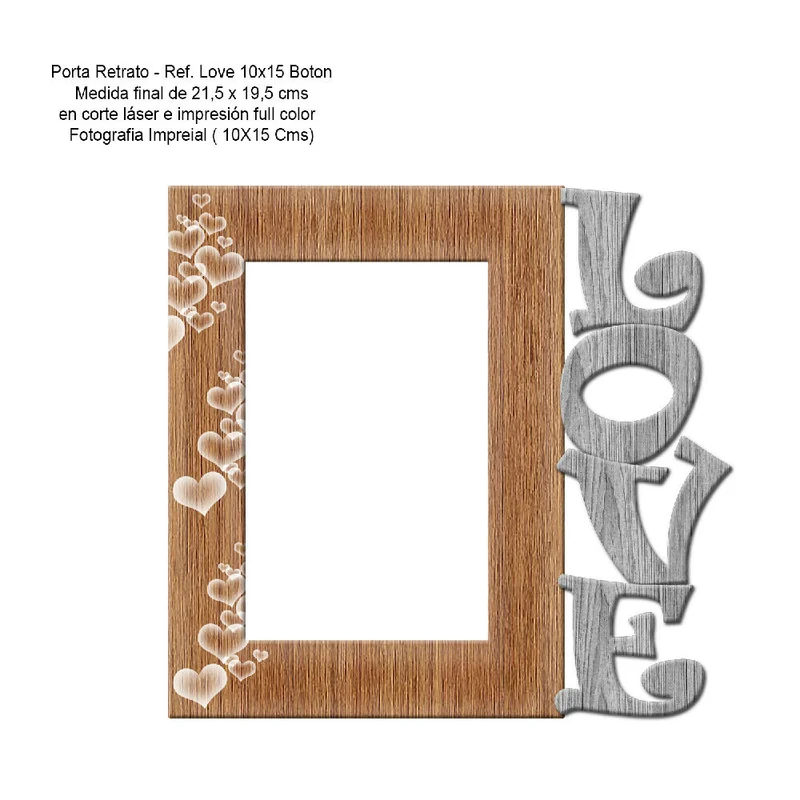 Portarretrato Love Gris (21,5cm x 19,5cm) Color Gris y Madera Claro