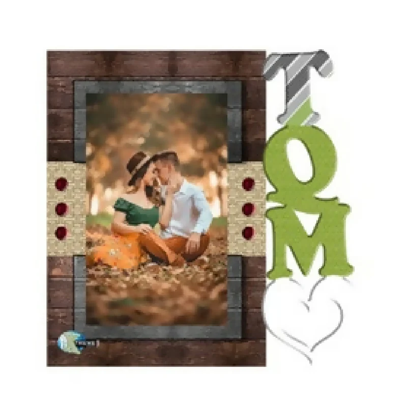 Portarretrato TQM-01 (20,5cm x 19,5cm) Color Madera y Verde