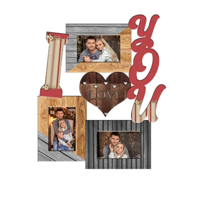 Portarretrato TR I Love You-01 (46,5cm x 38,5cm) Color Madera y Rojo