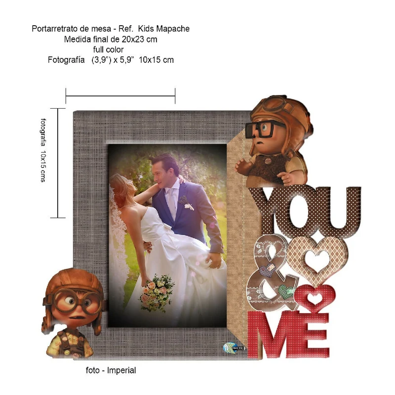 Portarretrato You And Me-Y1 (20cm x 23cm) Color Crema y Gris Oscuro