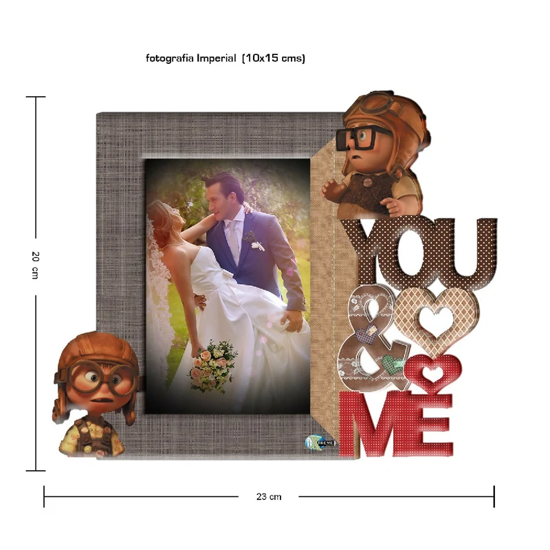 Portarretrato You And Me-Y1 (20cm x 23cm) Color Crema y Gris Oscuro