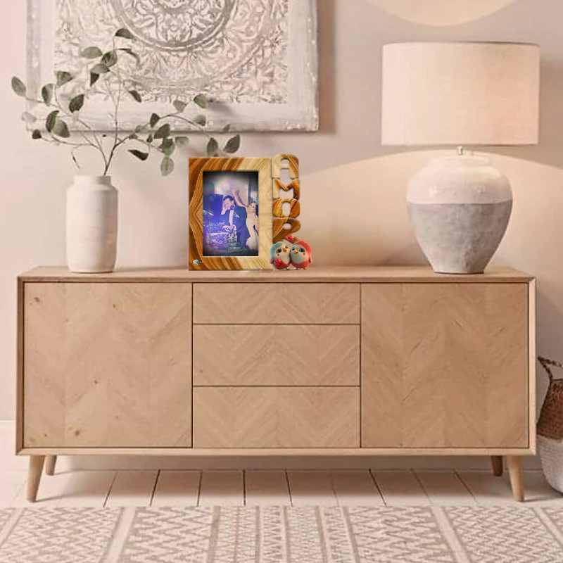 Portarretrato Amor-A1 (20m x 20cm) Color Crema y Madera