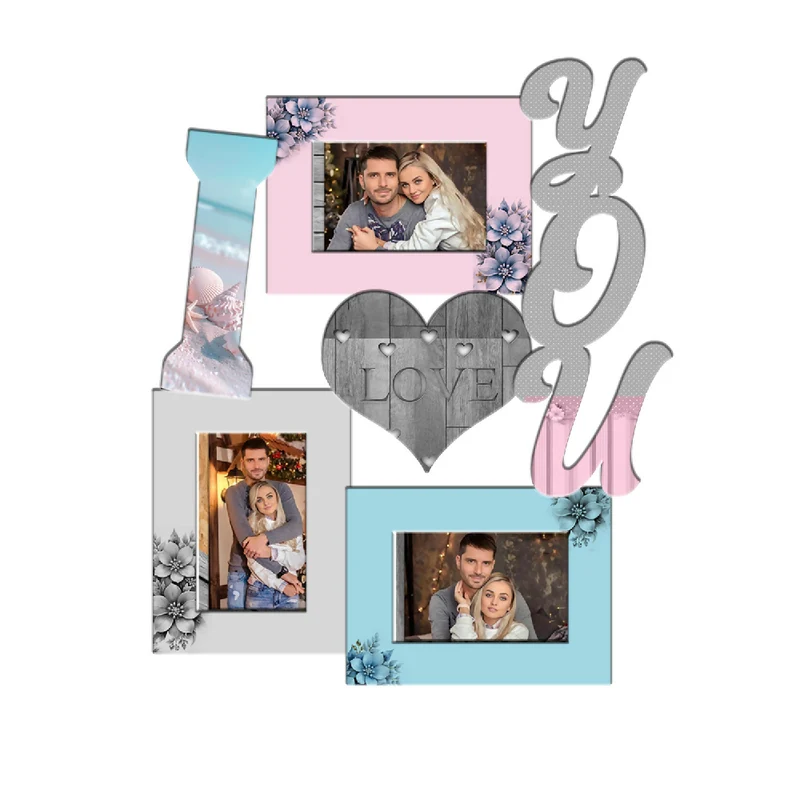 Portarretrato TR I Love You-02 (46,5cm x 38,5cm) Color Rosado y Azul
