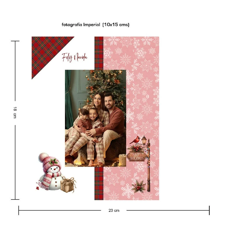 Portarretrato Navideño-Nieve (18cm x 23 cm) Blanco y Rosado