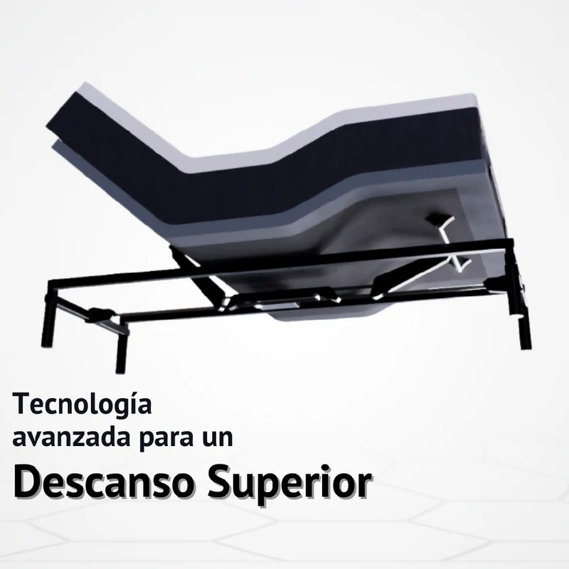 Cama Eléctrica Ajustable Easy Bed Control Alámbrico Gris Plomo /80x190 + Colchón Hybrid Vital