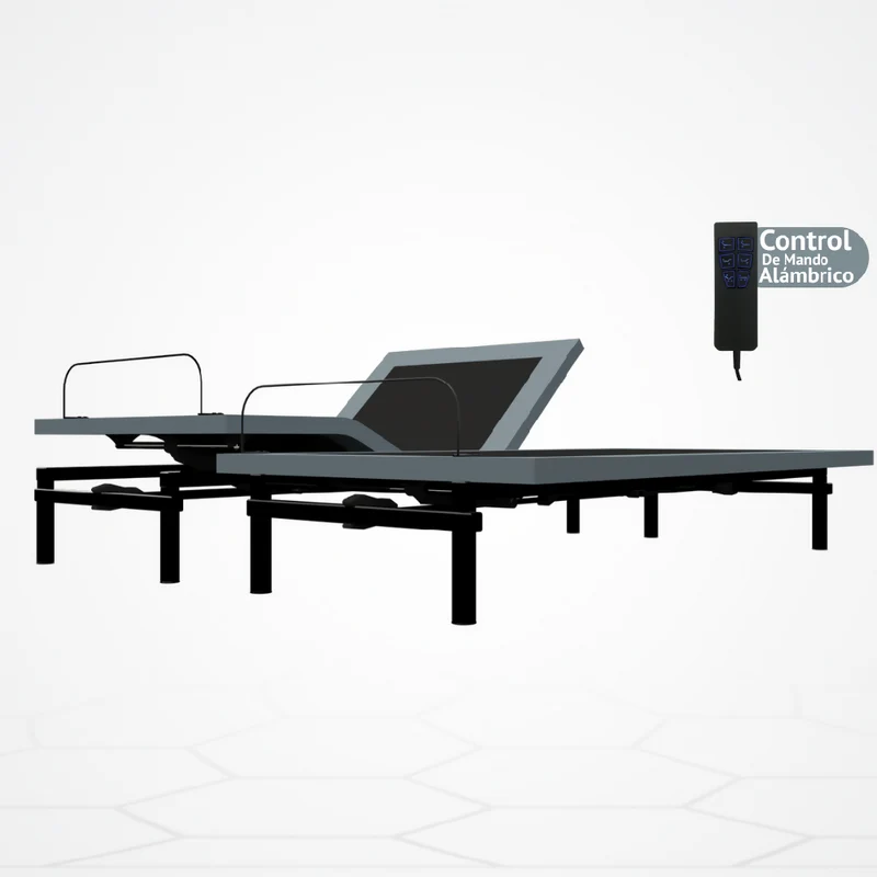 Cama Eléctrica Ajustable Easy Bed Control Alámbrico Gris Plomo /160x190/Dividida / sin Colchón