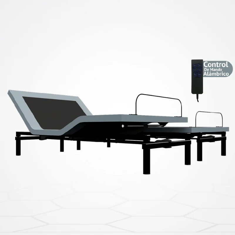 Cama Eléctrica Ajustable Easy Bed Control Alámbrico Gris Plomo /200x200/ KING-Dividida / sin Colchón