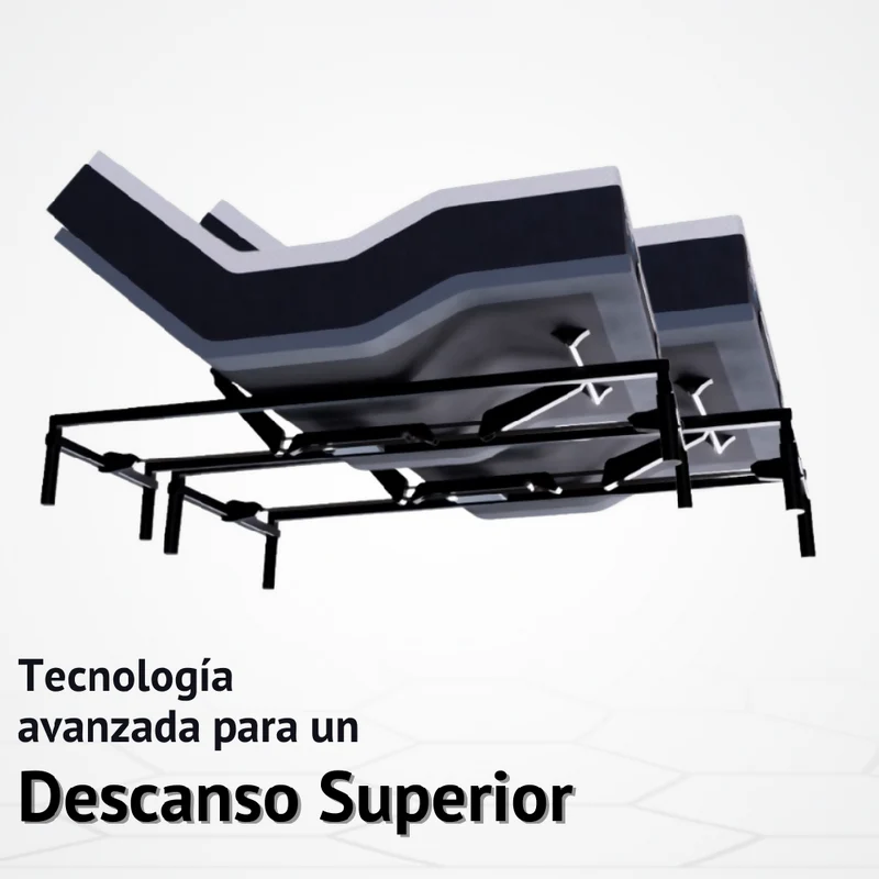 Cama Eléctrica Ajustable Easy Bed Control Alámbrico Gris Plomo /160x200/Dividida / sin Colchón