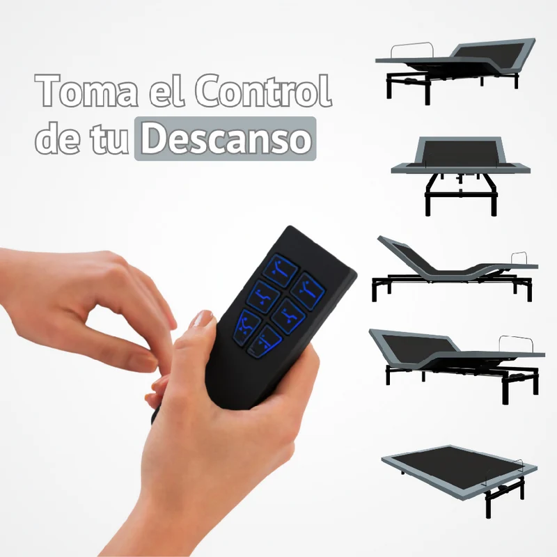 Cama Eléctrica Ajustable Easy Bed Control Alámbrico Gris Plomo /160x200/Dividida / sin Colchón