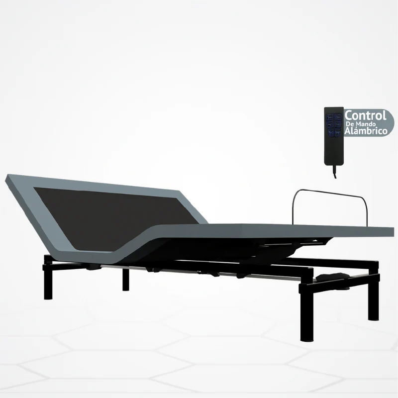 Cama Eléctrica Ajustable Easy Bed Control Alámbrico Gris Plomo /120x200 sin Colchón