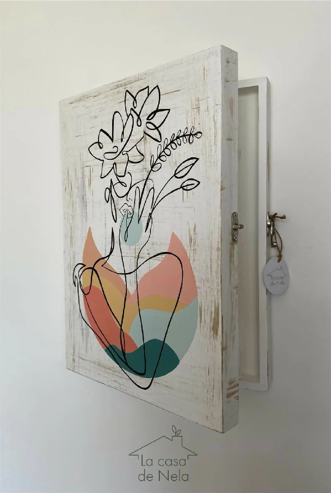 Organizador para Accesorios Flores Claras, 35x50 cm Pintado a Mano