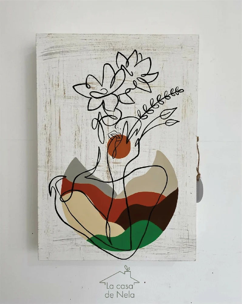 Organizador para Accesorios Flores Tierra, 35x50 cm Pintado a Mano