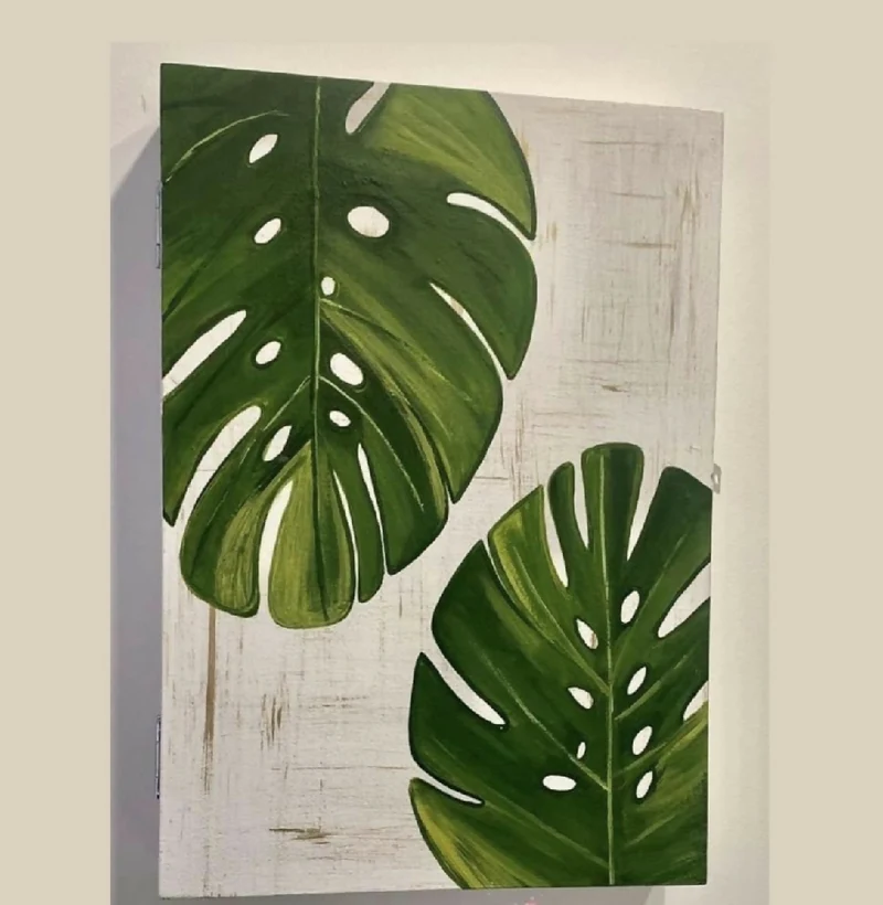 Organizador para Accesorios Hojas, 35x50 cm Pintado a Mano