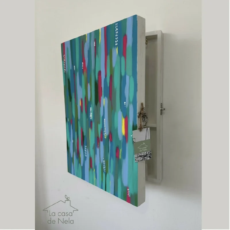Organizador para Accesorios Collage Azules, 35x50 cm Pintado a Mano