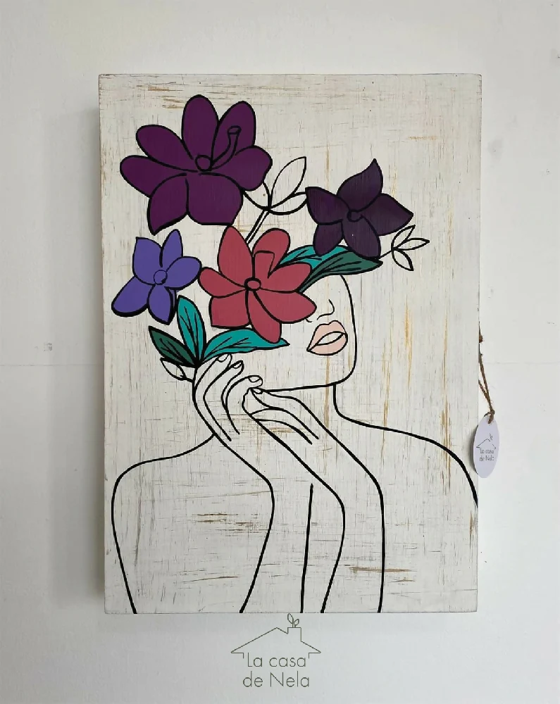 Organizador para Accesorios Rostro Flores, 35x50 cm Pintado a Mano