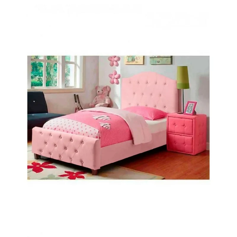 Combo de Lujo para Niñas, Base Cama, Cabecero y Mesa de Noche 100x190 Magic Rosa