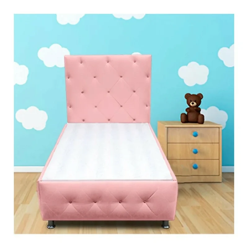 Cama Baúl Capitoneada + Cabecero hasta el Piso 90X190 Magic Rosa