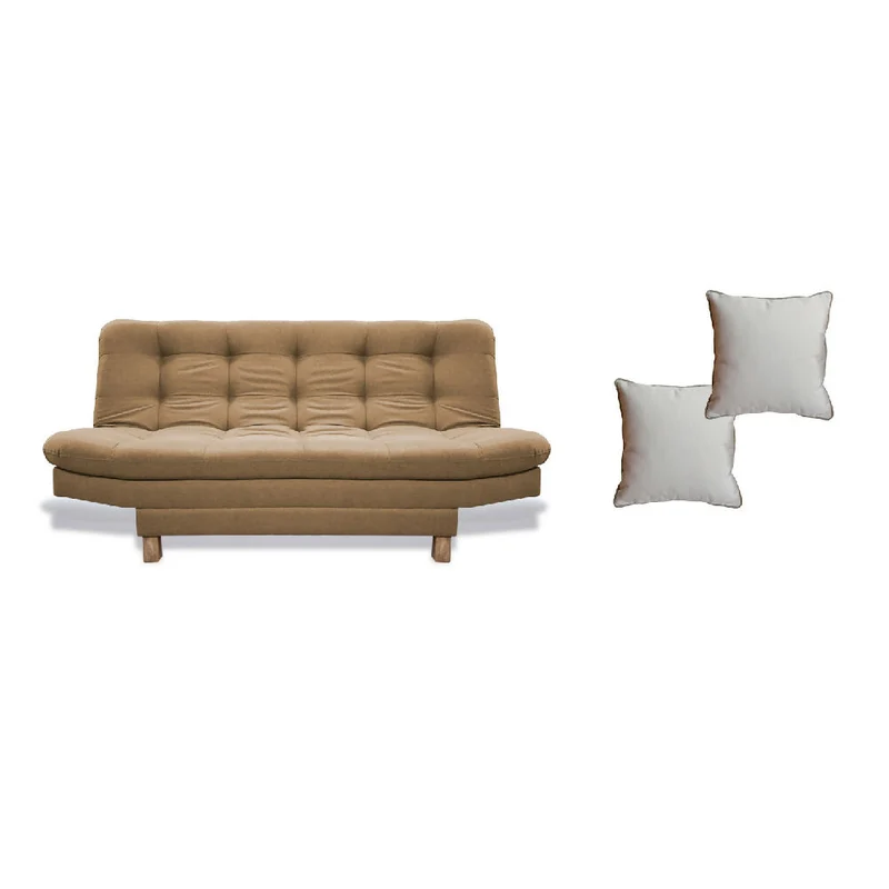 Sofá Cama Widmer 3 Posiciones Camel+ Cojines Decorativos
