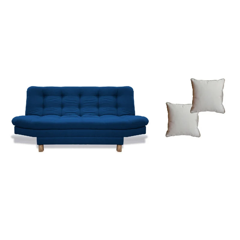 Sofá Cama Widmer 3 Posiciones Azul Petróleo + Cojines Decorativos