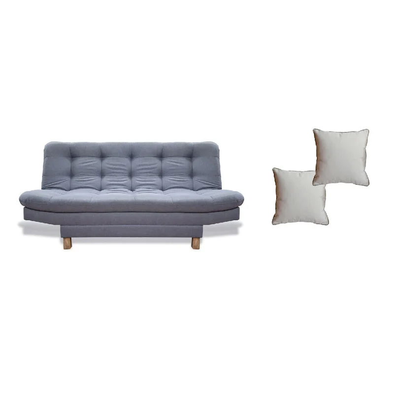 Sofá Cama Widmer 3 Posiciones Gris + Cojines Decorativos