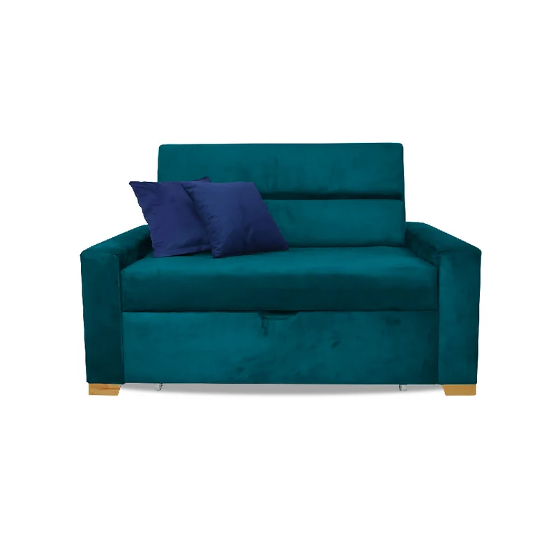 Sofá Cama Vogel Multifuncional Carrito Turquesa + Cojines Decorativos