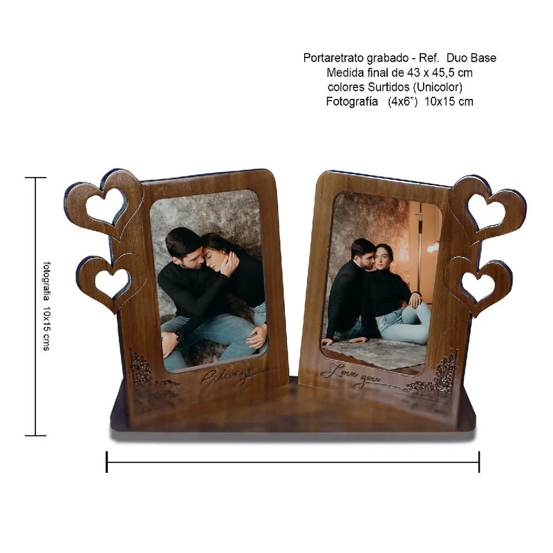 Portarretrato Portaduo-(40cm x 21cm) Color Madera Envejecido