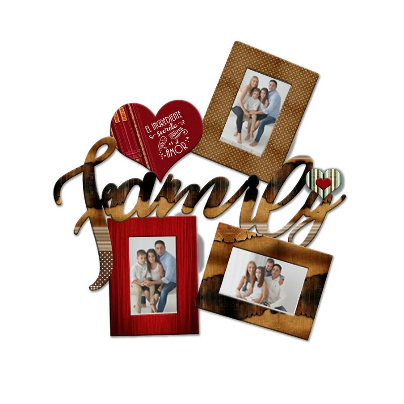 Portarretrato TR Family- F4 (48,5cm x 49,5cm) Color Madera y Rojo