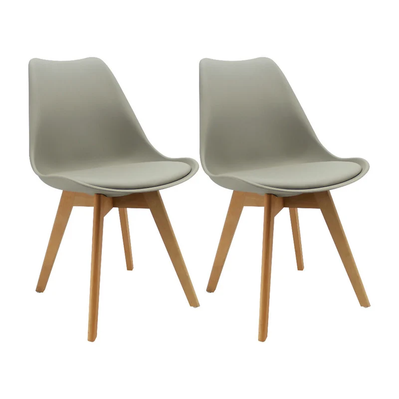 Kit por 2 Silla Oslo Asiento Acolchado Patas en Madera - Gris