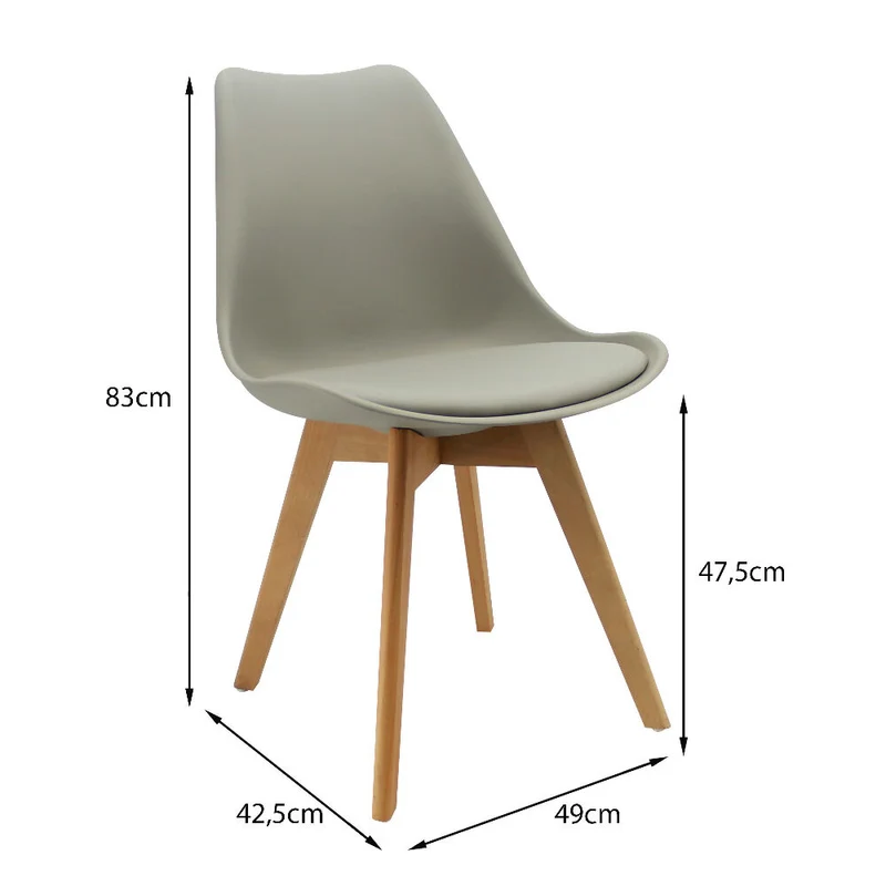 Kit por 2 Silla Oslo Asiento Acolchado Patas en Madera - Gris