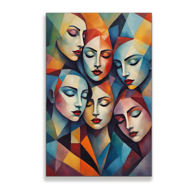 Lienzo Cuadro Decorativo Reflejos del Alma Estilo Cubista 110X80cm