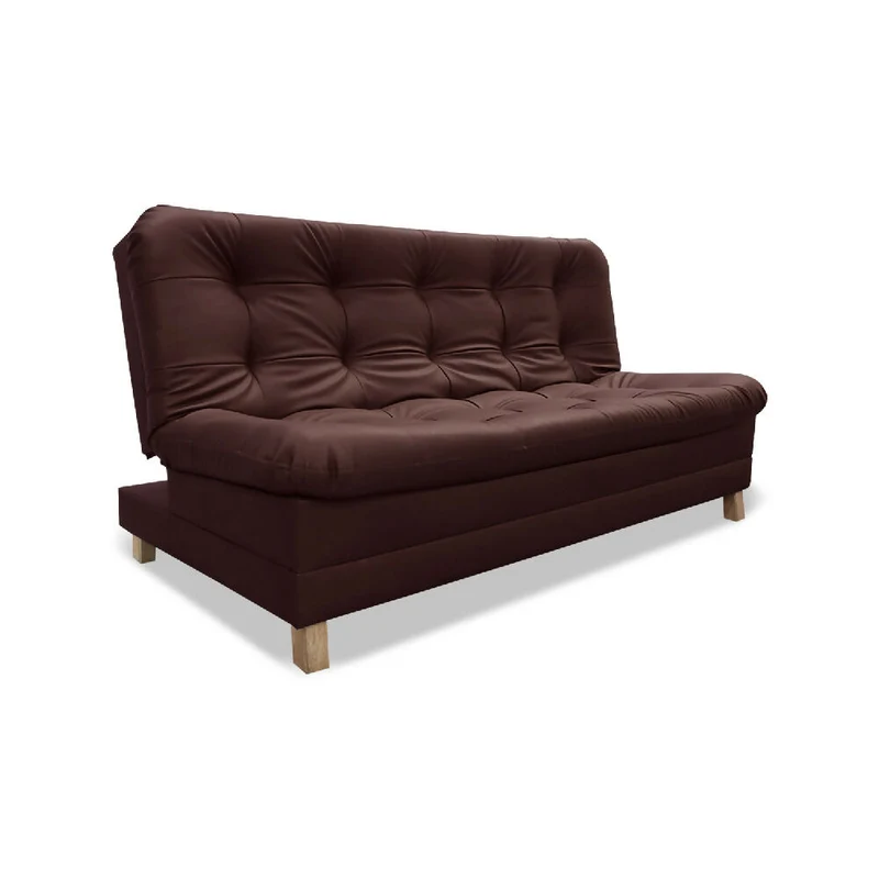 Sofá Cama Zeink 3 Posiciones Tipo Cuero Marrón + Cojines