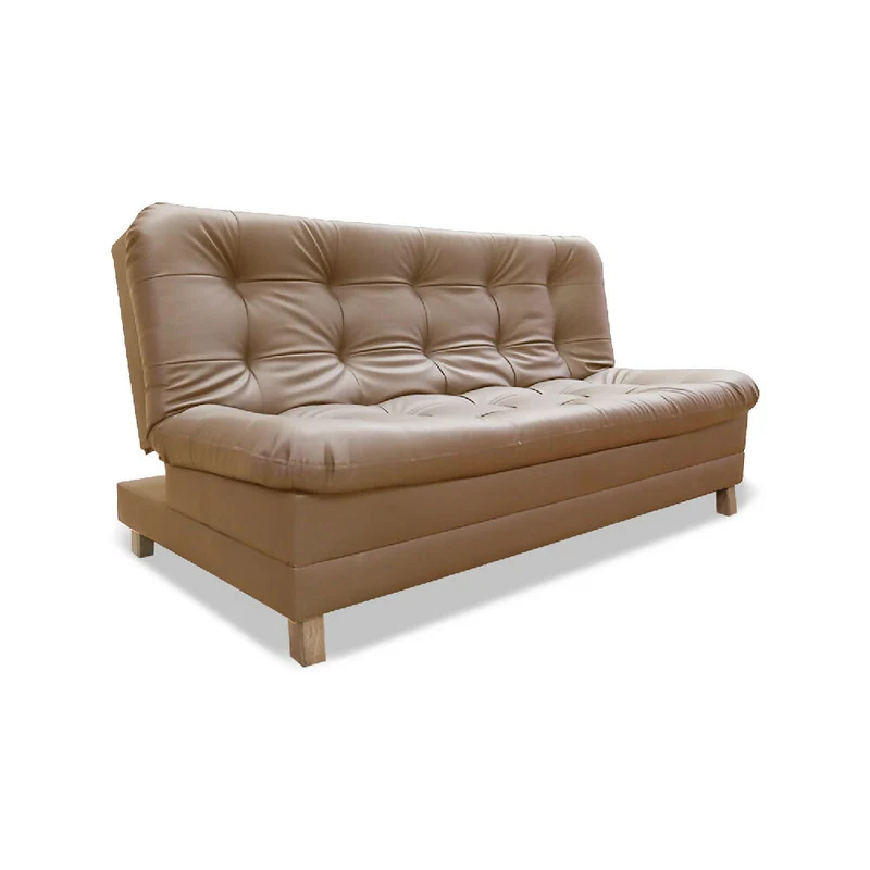 Sofá Cama Zeink 3 Posiciones Tipo Cuero Camel + Cojines