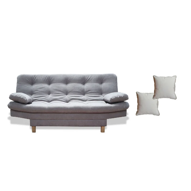 Sofá Cama Bakers 3 Posiciones Gris + 2 Cojines Decorativos