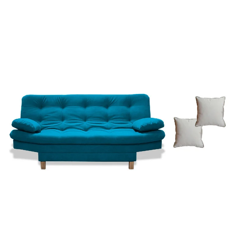 Sofá Cama Bakers 3 Posiciones Turquesa + 2 Cojines Decorativos