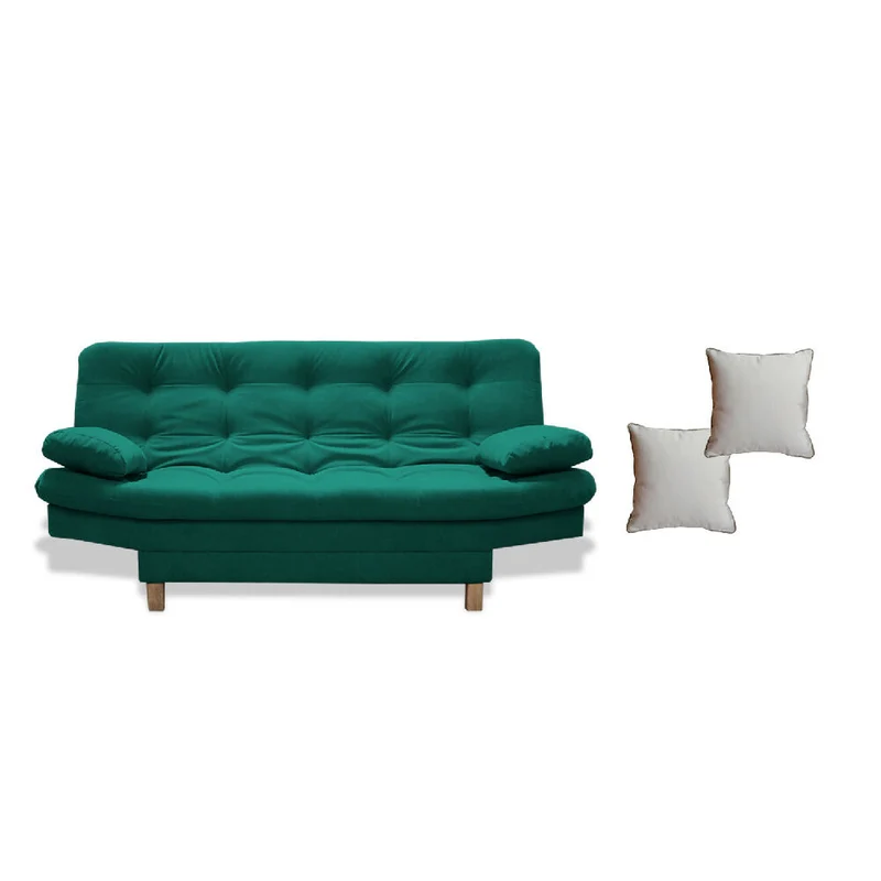 Sofá Cama Bakers 3 Posiciones Verde + 2 Cojines Decorativos