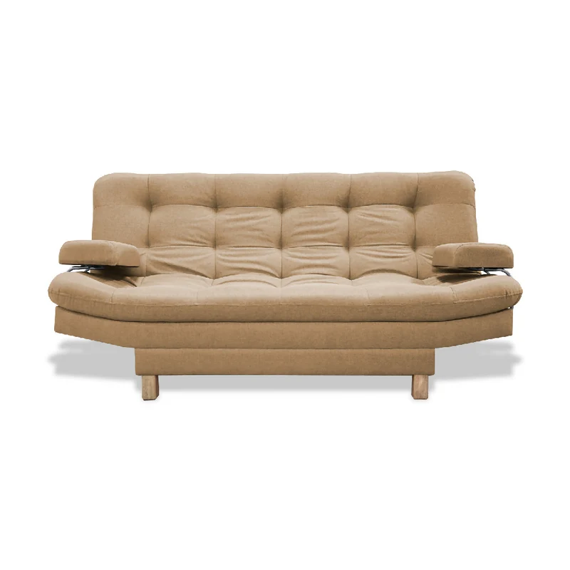 Sofá Cama Brunner 3 Posiciones con Brazos Extraíbles Camel + Cojines Decorativos