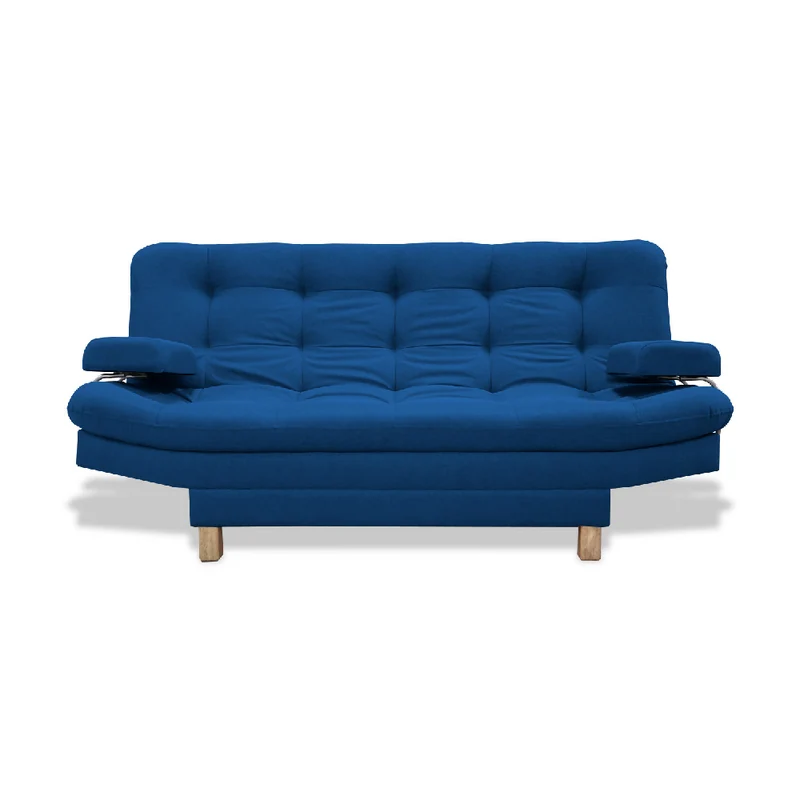 Sofá Cama Brunner 3 Posiciones con Brazos Extraíbles Azul Petróleo + Cojines Decorativos