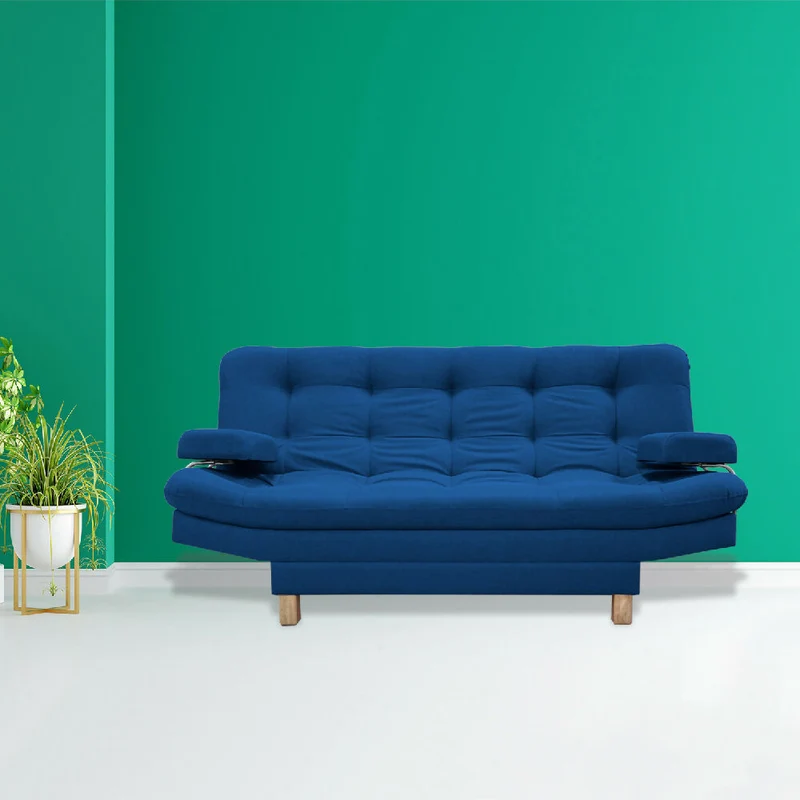 Sofá Cama Brunner 3 Posiciones con Brazos Extraíbles Azul Petróleo + Cojines Decorativos