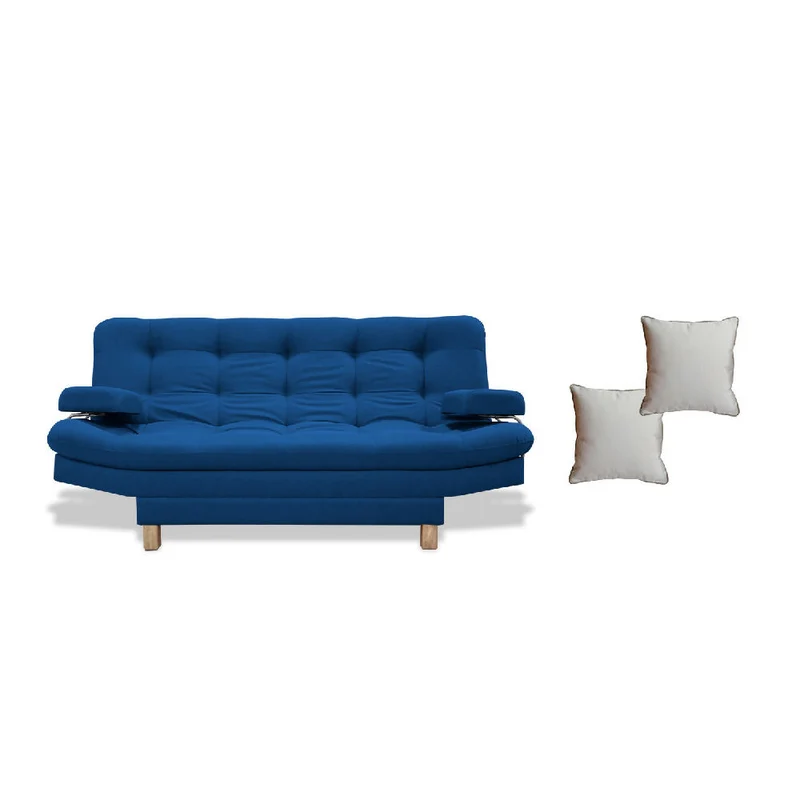 Sofá Cama Brunner 3 Posiciones con Brazos Extraíbles Azul Petróleo + Cojines Decorativos