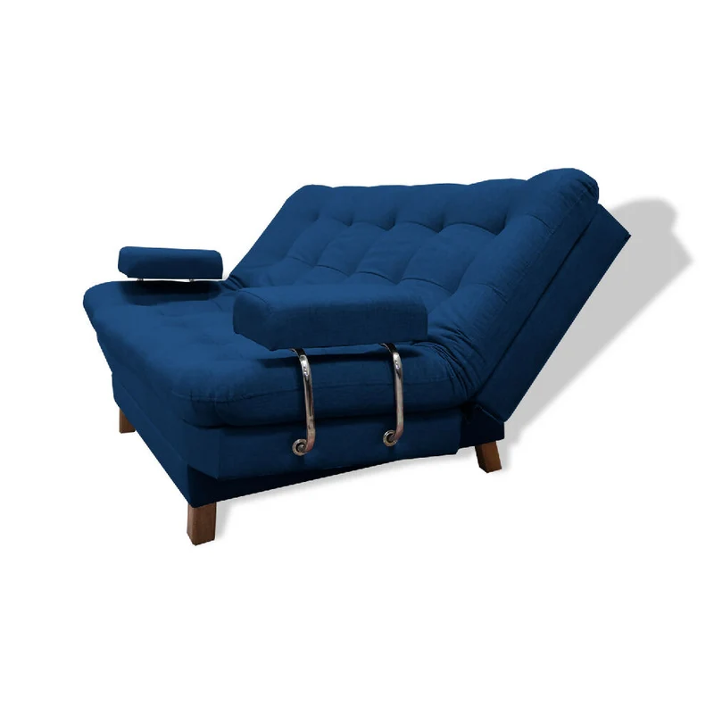 Sofá Cama Brunner 3 Posiciones con Brazos Extraíbles Azul Petróleo + Cojines Decorativos